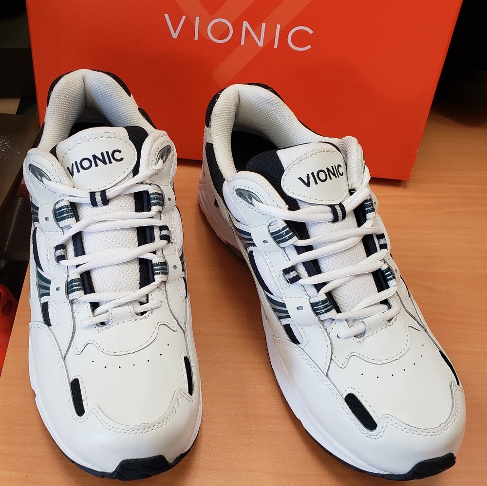 Mens Vionic Classic Walker Sneaker White/Navy
